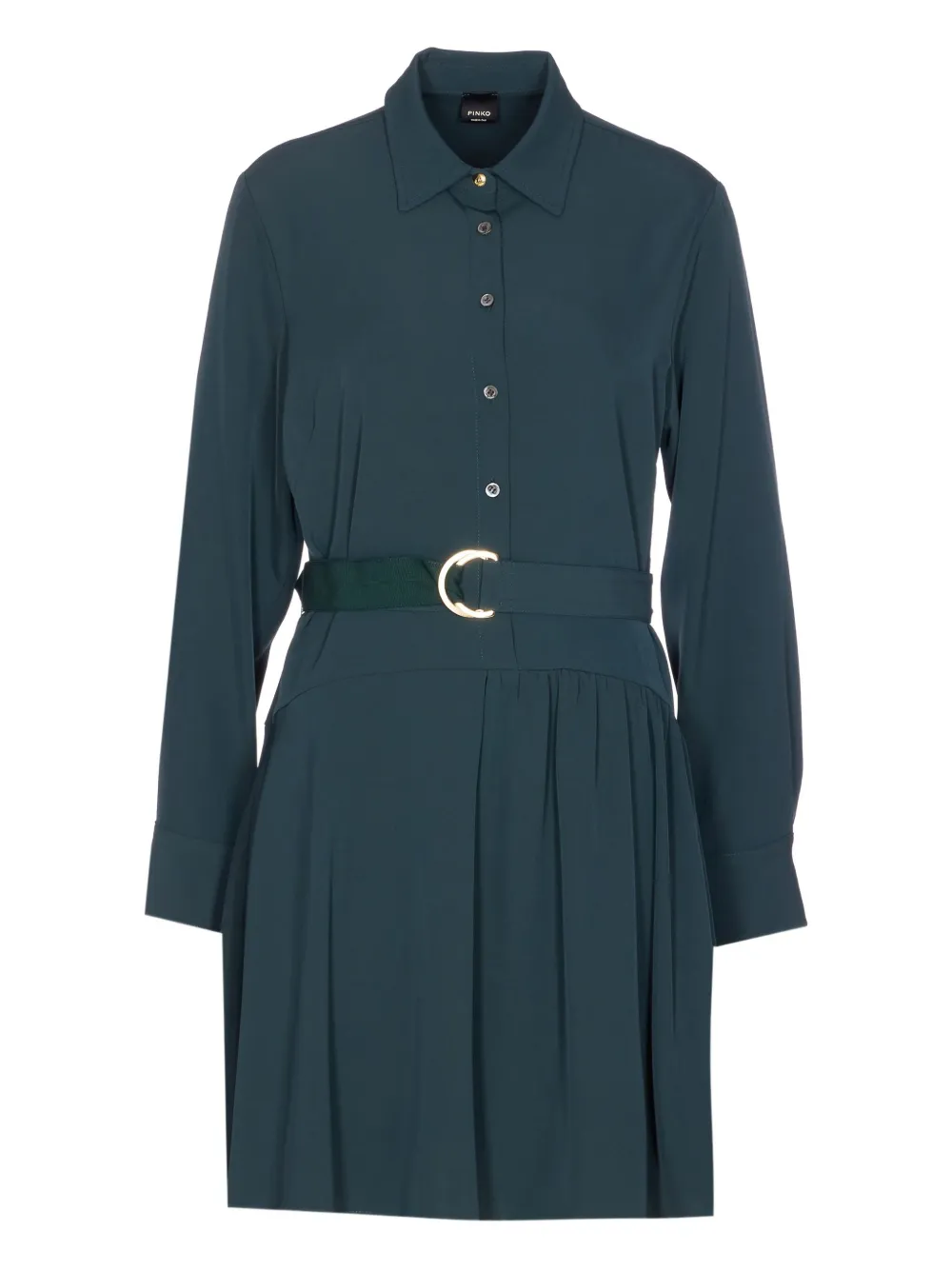 Pinko Waist Belt Long Sleeve Pleated Dress In Animal Print