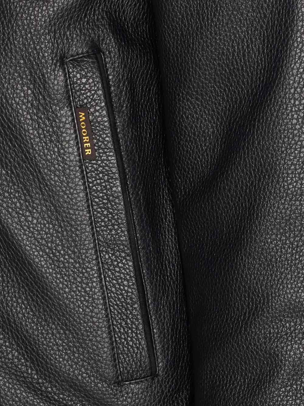 Moorer Leren jack met lange mouwen en afwerking van bont Zwart