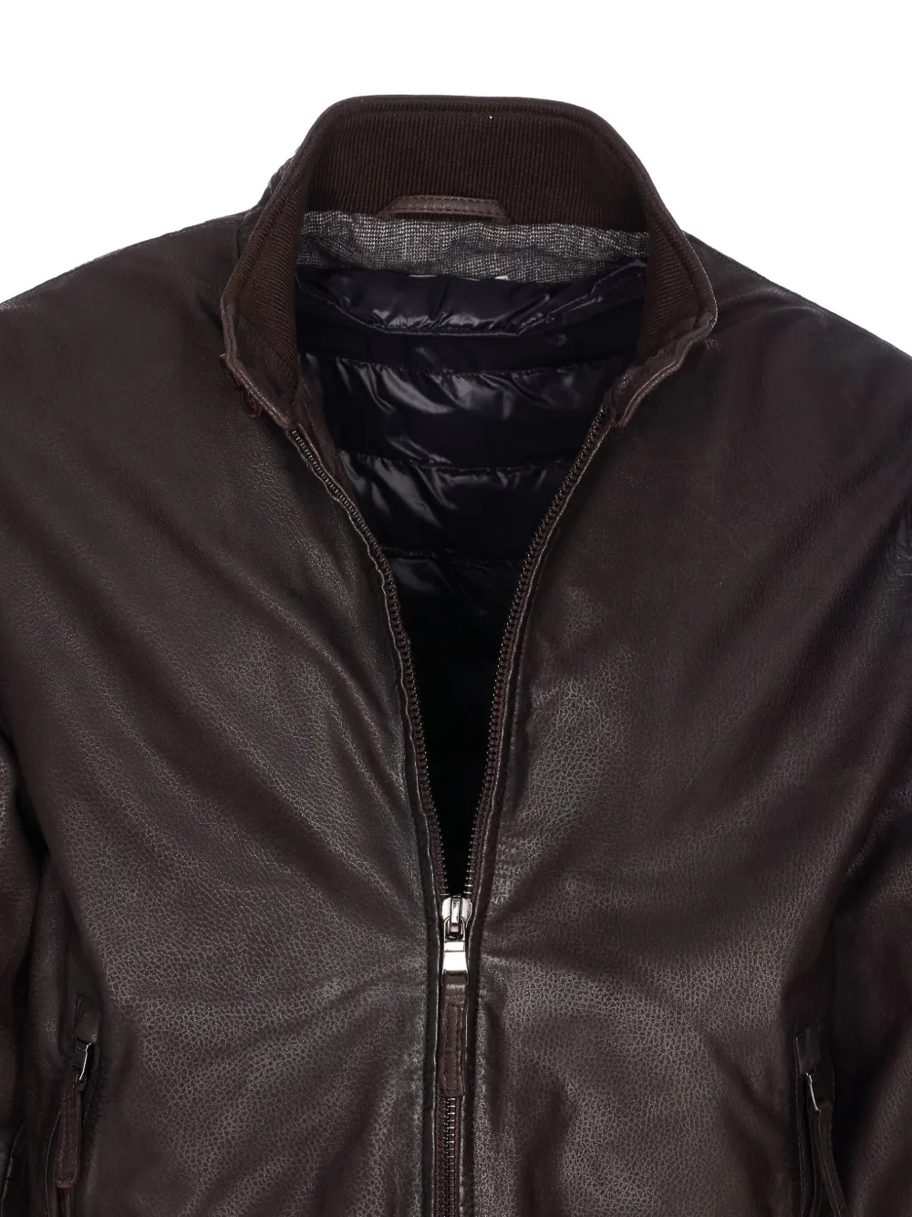 Sword 6.6.44 Cacao Leather Jacket Zip Closure In Brown