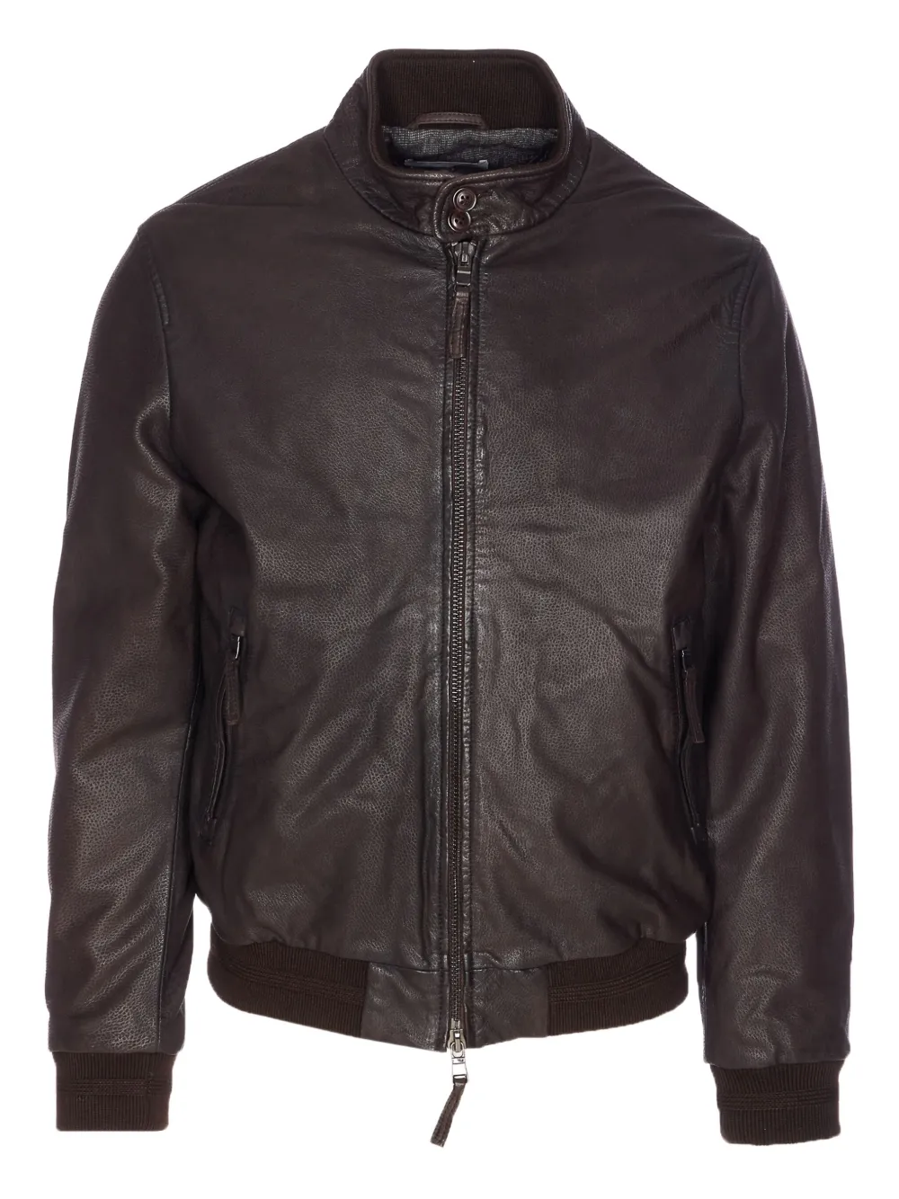 Sword 6.6.44 Cacao Leather Jacket Zip Closure In Brown