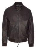 Sword zip-up leather jacket - Brown