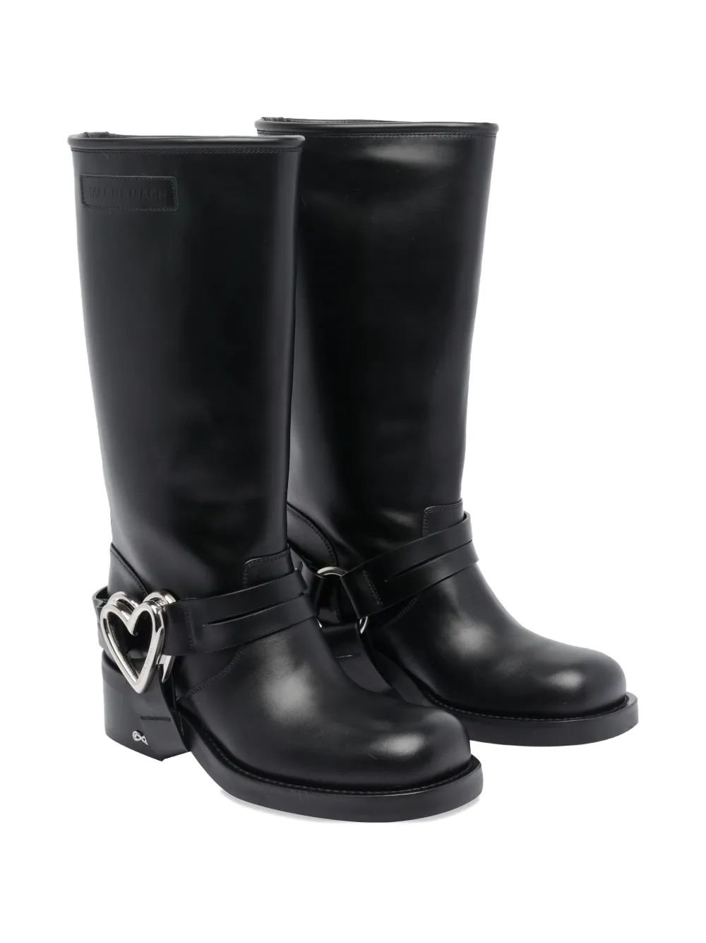 MACH & MACH 50mm Double Heart leather boots Black