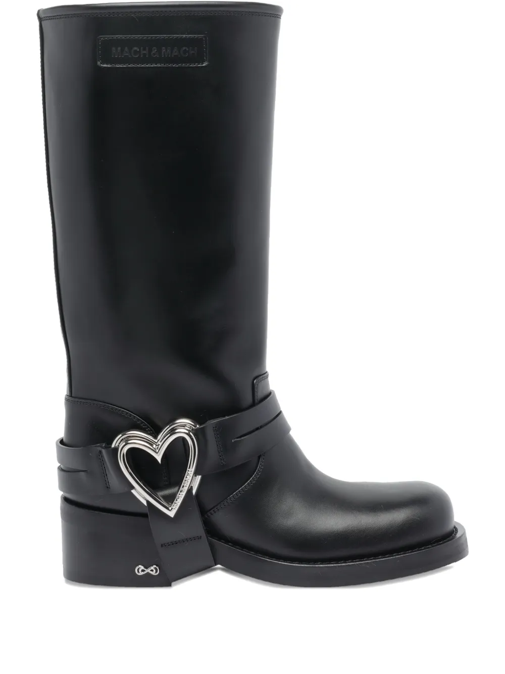 MACH & MACH 50mm Double Heart leather boots Black
