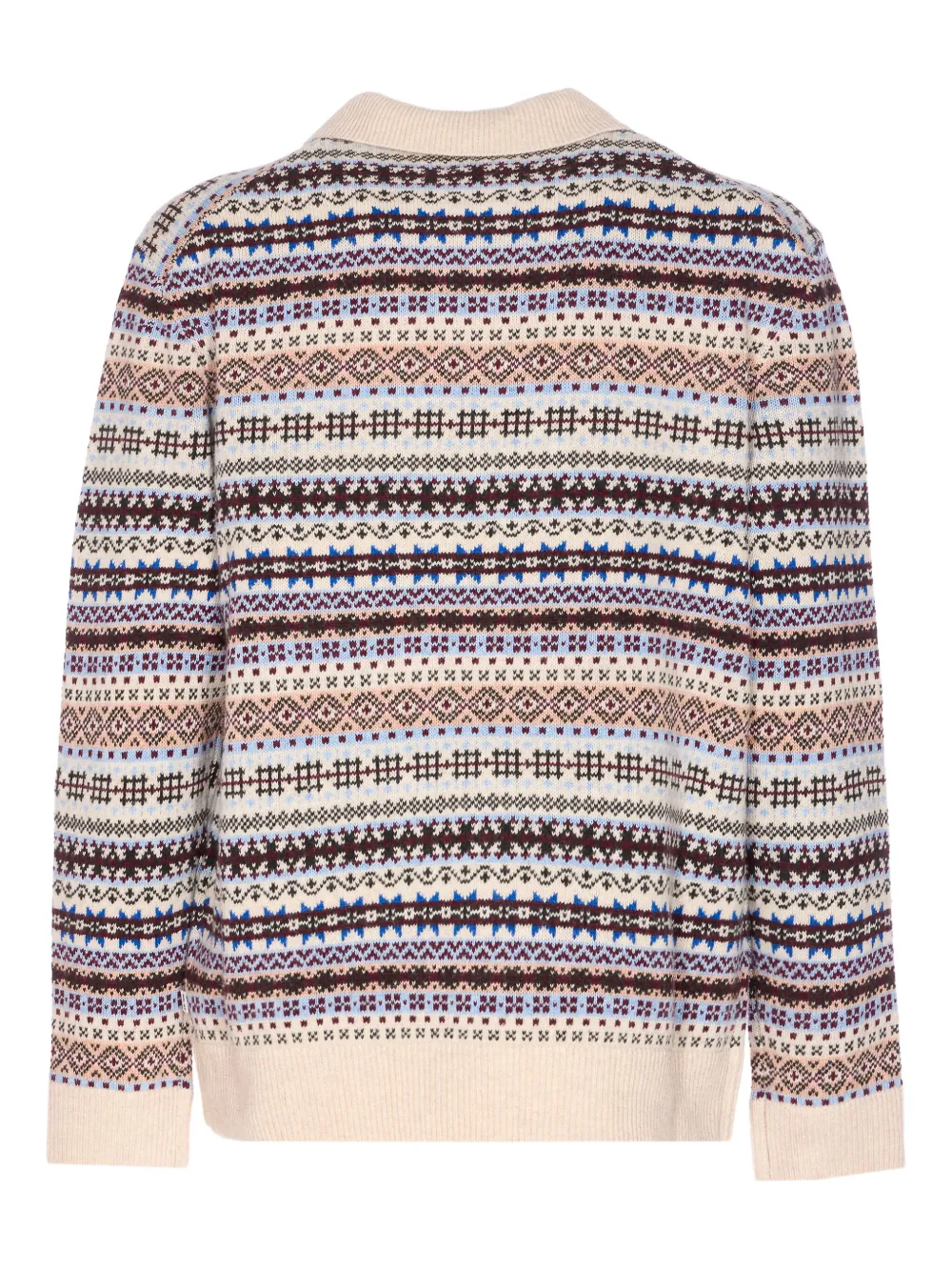 NN07 Fair Isle gebreid poloshirt met lange mouwen - Beige