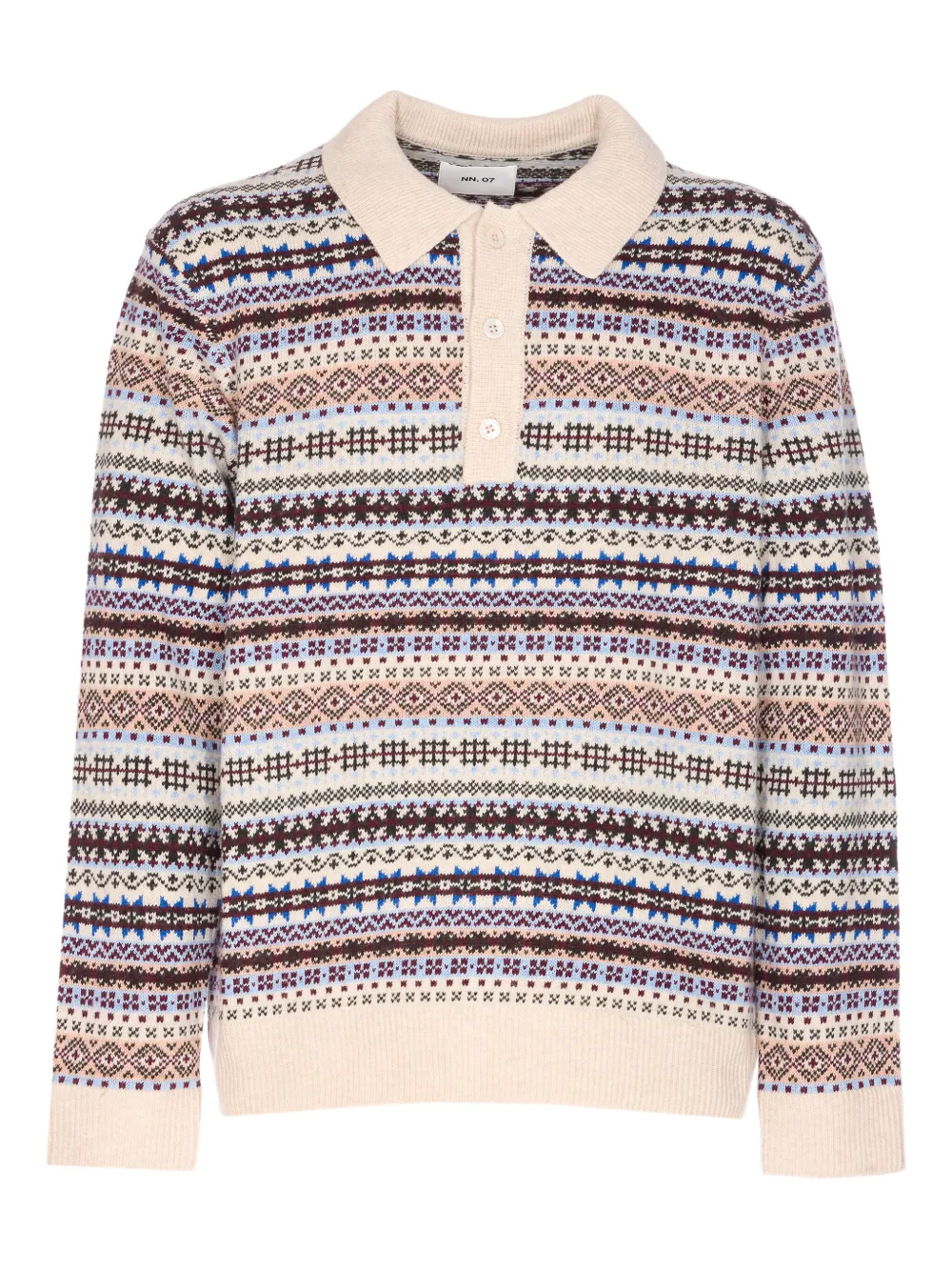 Nn07 Fair Isle-knit Long-sleeved Polo Shirt In Multi