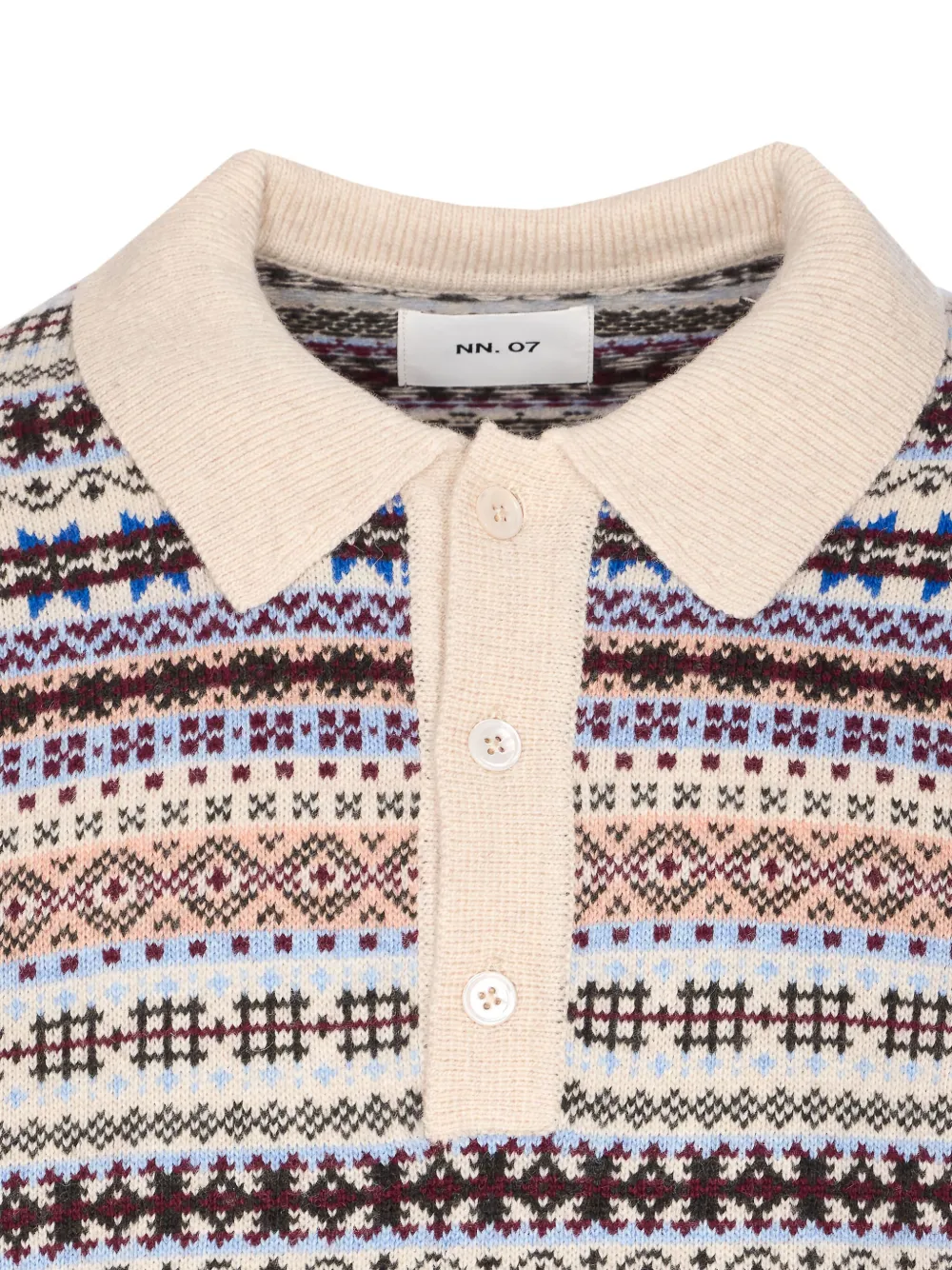 Nn07 Fair Isle-knit Long-sleeved Polo Shirt In Multi