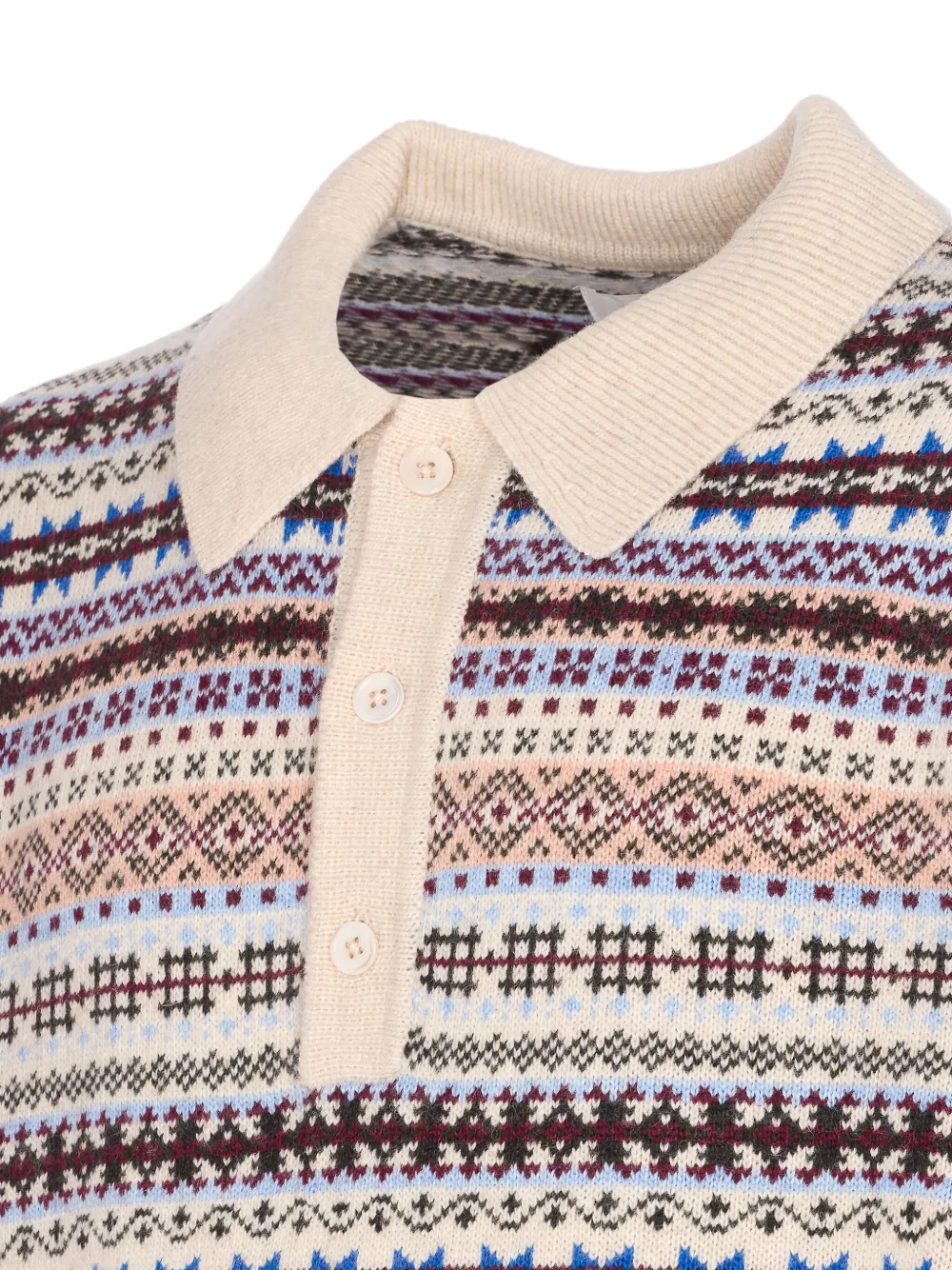 Nn07 Fair Isle-knit Long-sleeved Polo Shirt In Multi