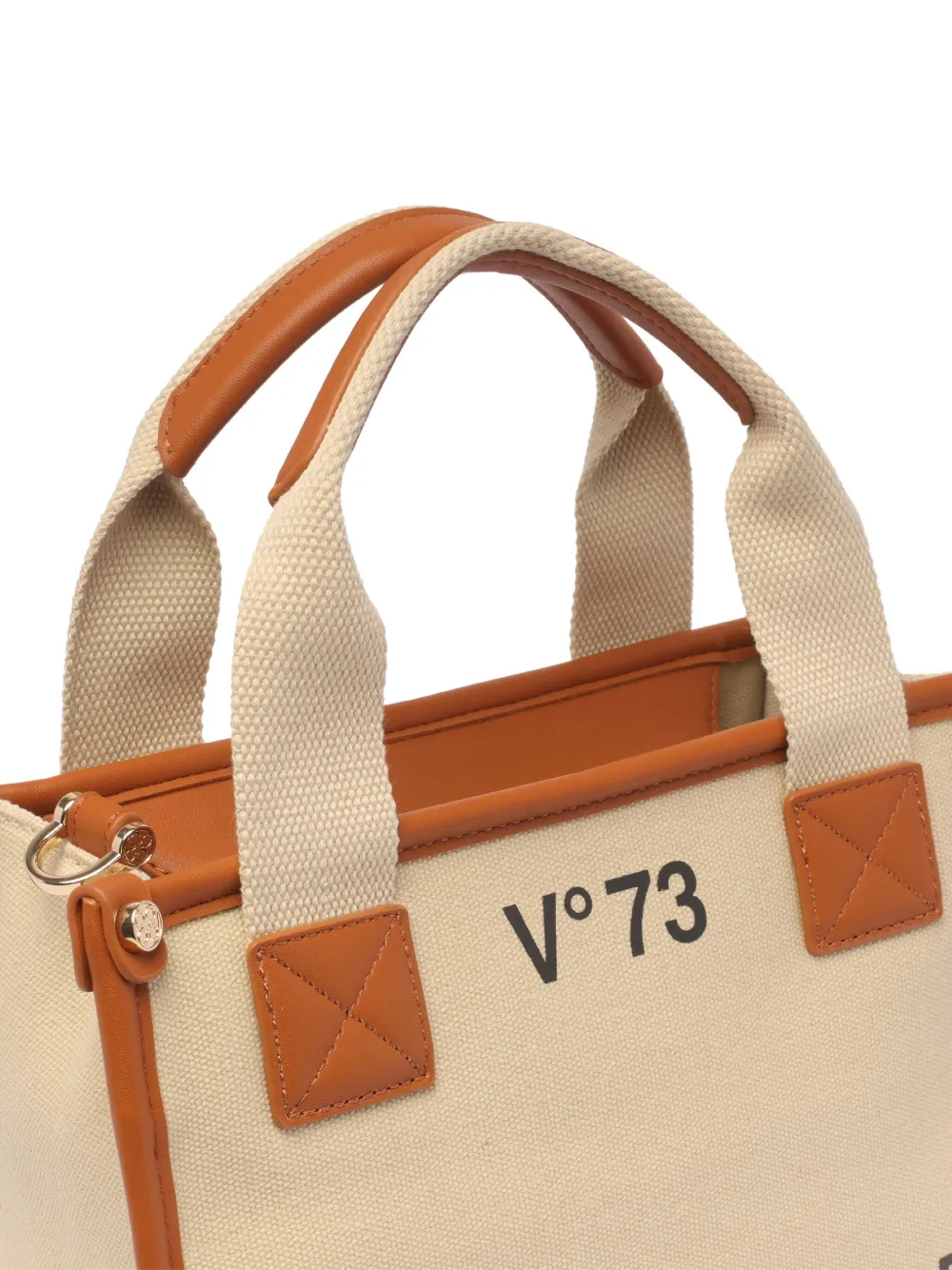 V73 Logo-detail Top-handle Tote Bag In Neutral
