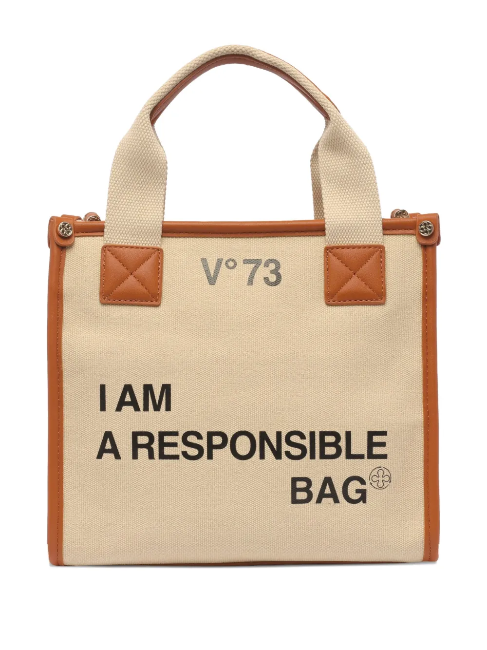 V73 Logo-detail Top-handle Tote Bag In Neutral