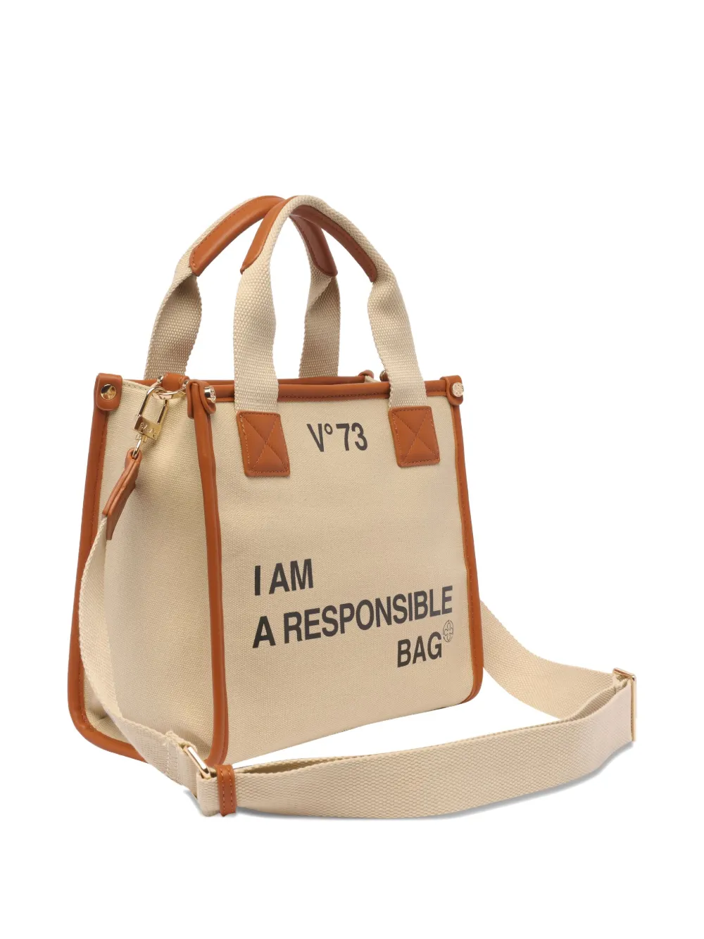 V73 Logo-detail Top-handle Tote Bag In Neutral