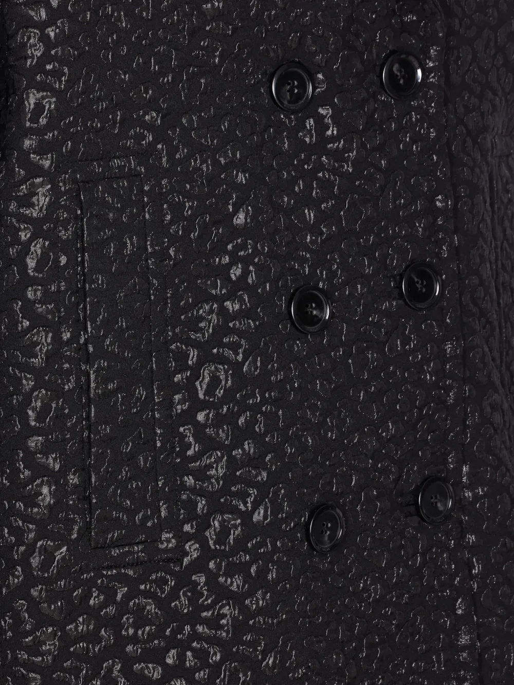 Pinko Double-breasted Leopard Print Coat Pockets In Black
