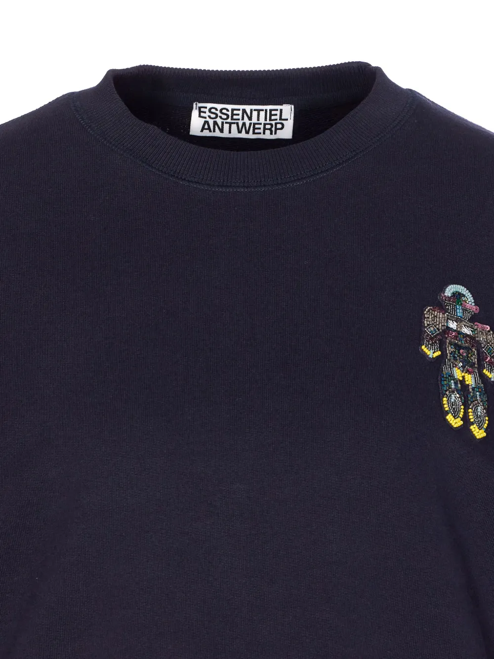 Essentiel Antwerp Beaded-robot Crew-neck Sweatshirt In Blue