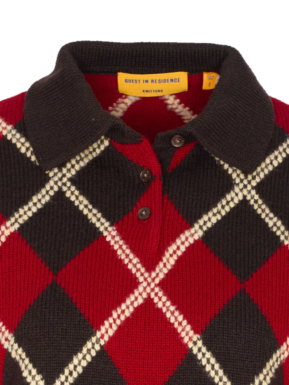 Guest In Residence Women Collegiate Argyle Polo In Brown