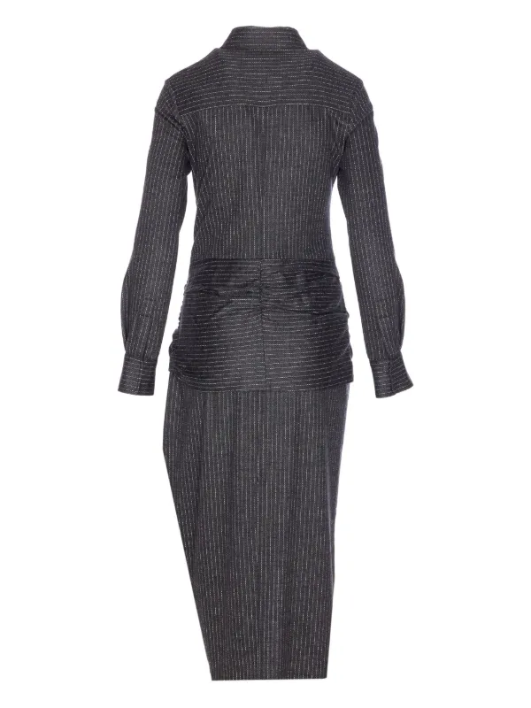 Isabel Marant toile Reilly Pinstripe Belted Dress - Grey
