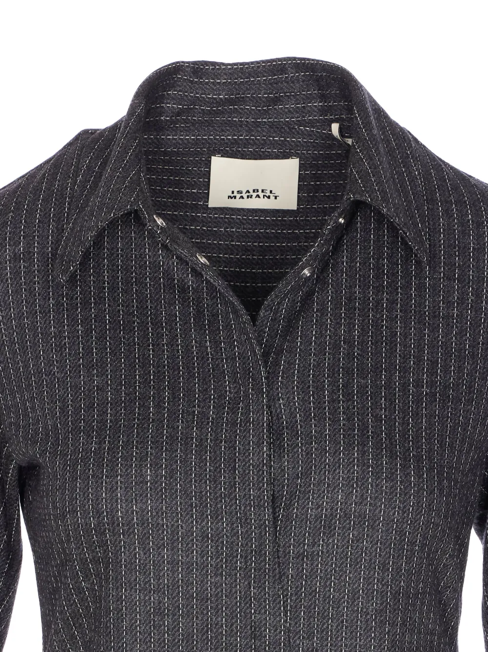Isabel Marant Wrap Dress With Belted Waist And Stripes In Gray