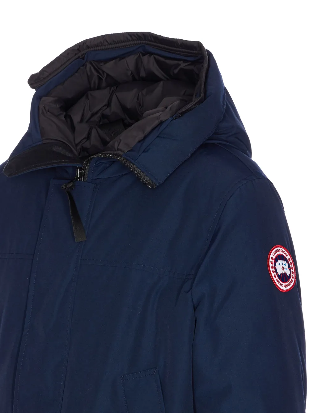 Canada Goose Hooded Coat With Long Sleeves And Pockets In Blue