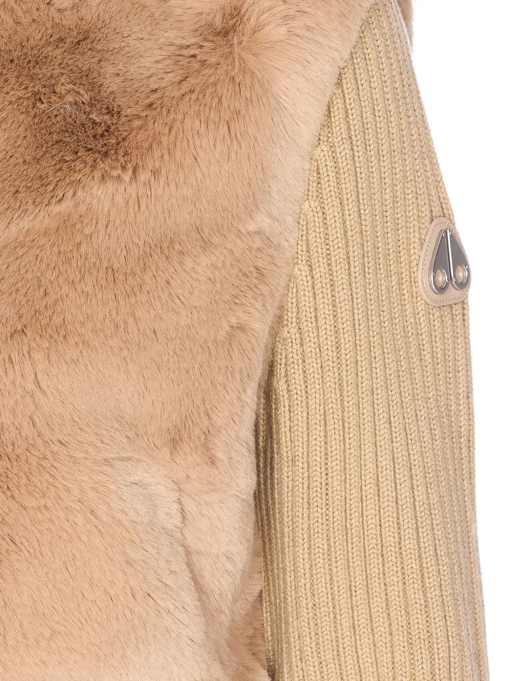 Moose Knuckles Ribgebreid jack van imitatiebont Beige