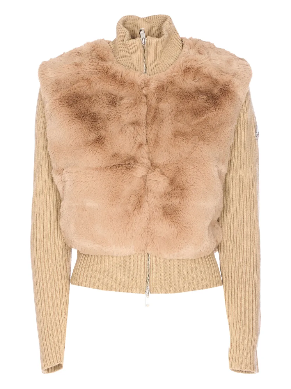 Moose Knuckles faux-fur ribbed-knit jacket | Neutrals | Image 1