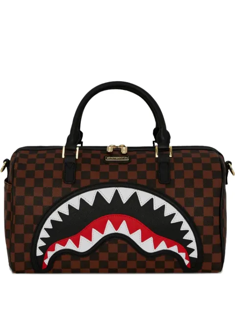 Sprayground shark-mouth check tote bag