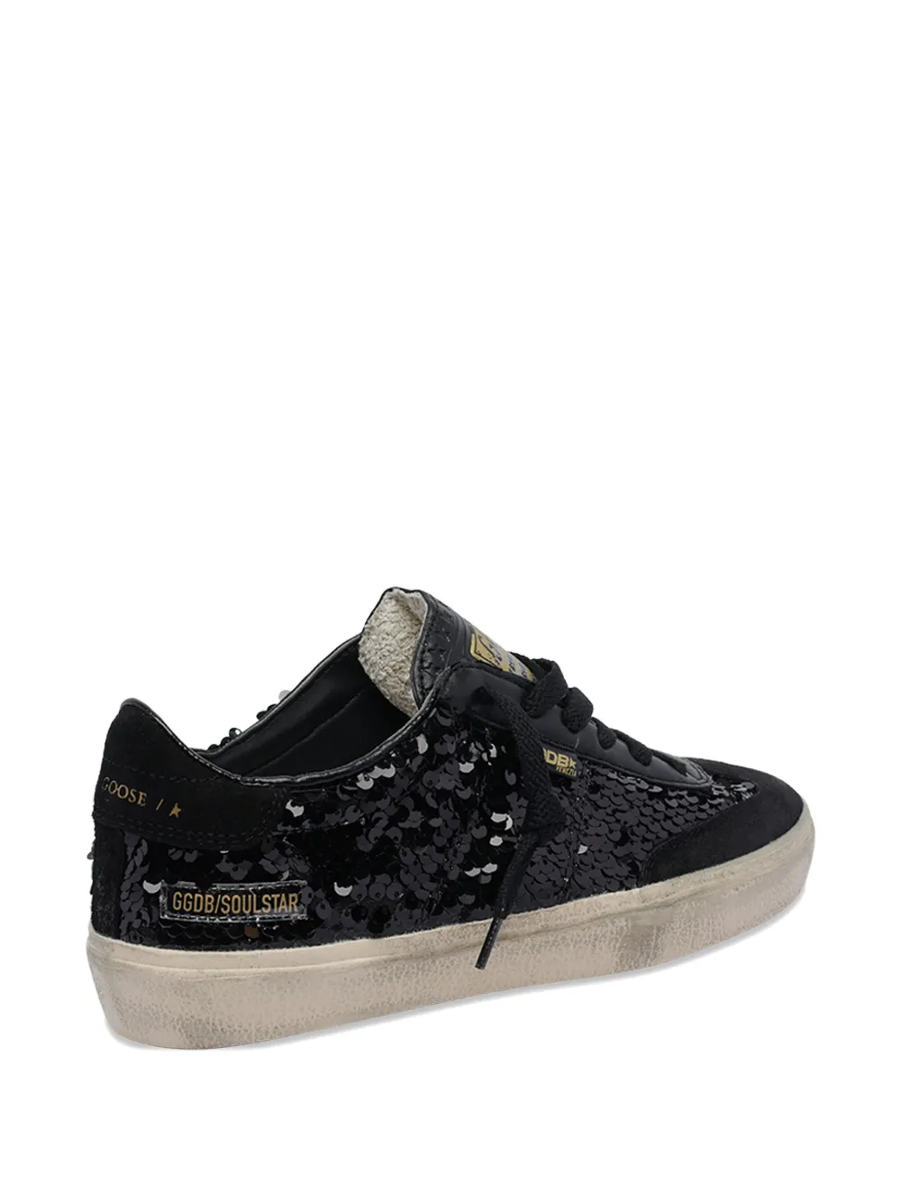 Golden Goose Sequin-embellished Round-toe Sneakers In Black