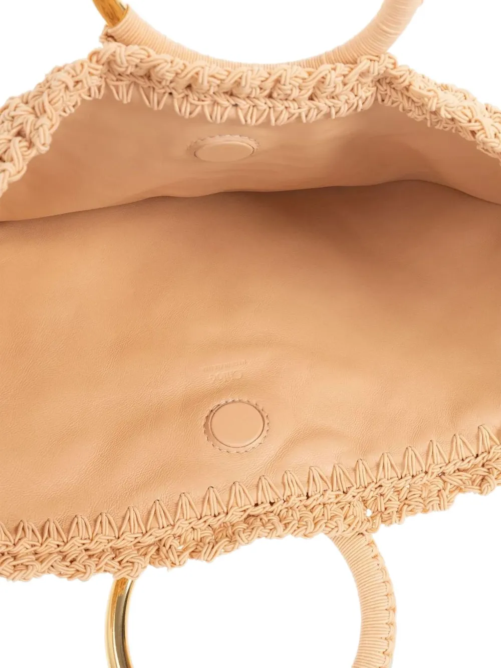 Chloé Small Bracelet Paravent Crochet Ring-handle Tote Bag In Neutral