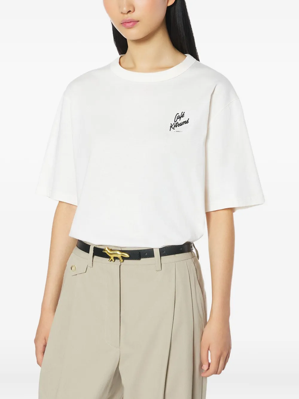 Café Kitsuné Embroidered Logo T-shirt In Neutral