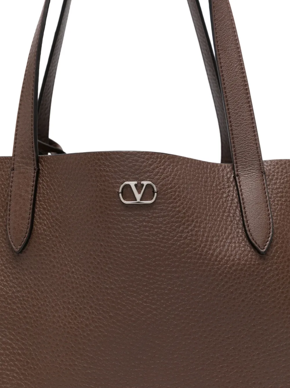 Valentino Medium Leather Tote With Eyelet And Studs In Brown