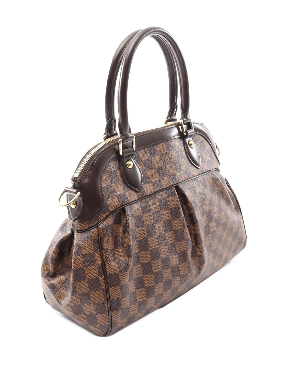 Pre-owned Louis Vuitton 2011 Damier Ebene Trevi Pm Satchel In Brown