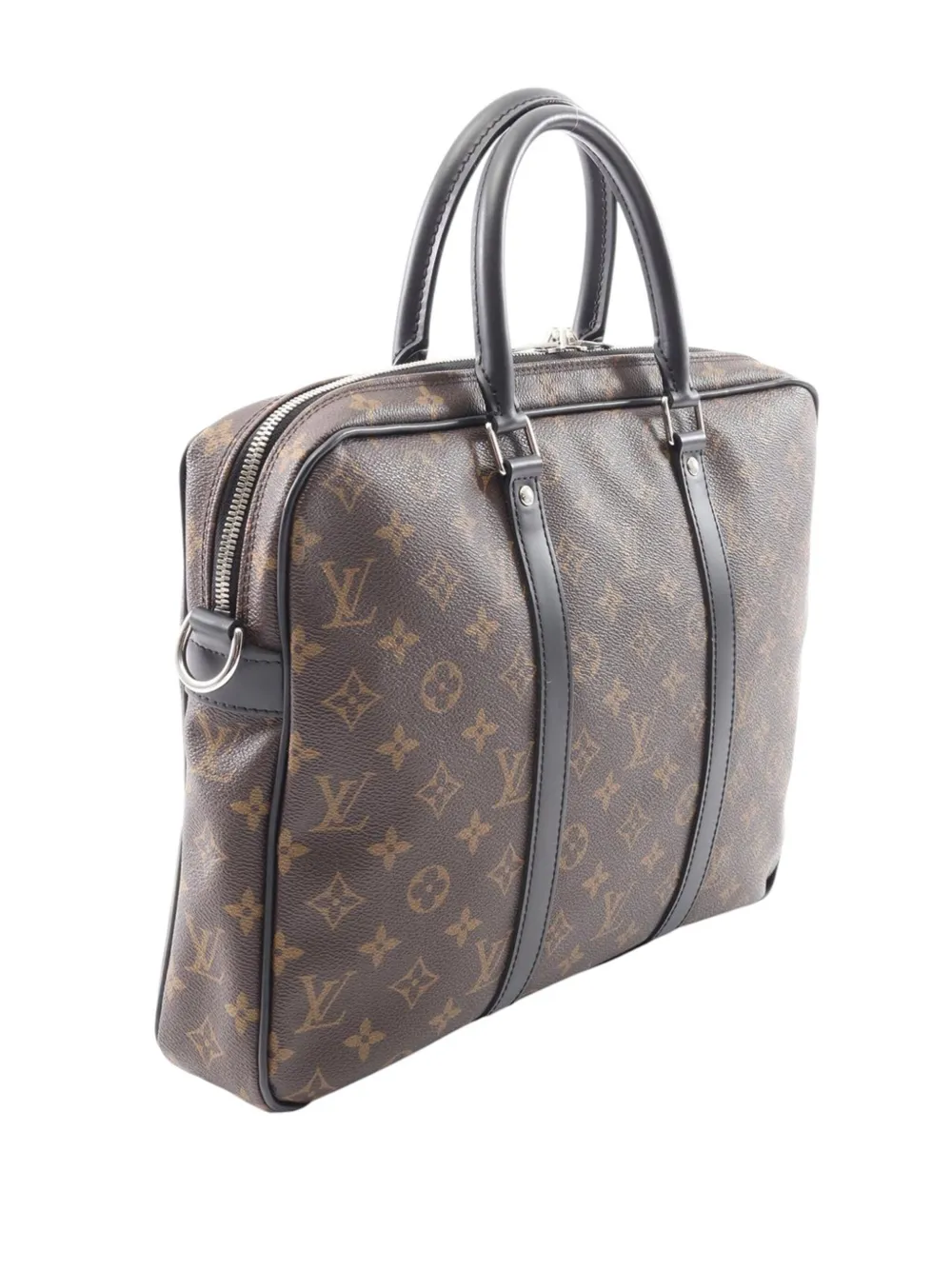 Pre-owned Louis Vuitton 2018 Monogram Macassar Porte Documents Voyage Business Bag In Brown
