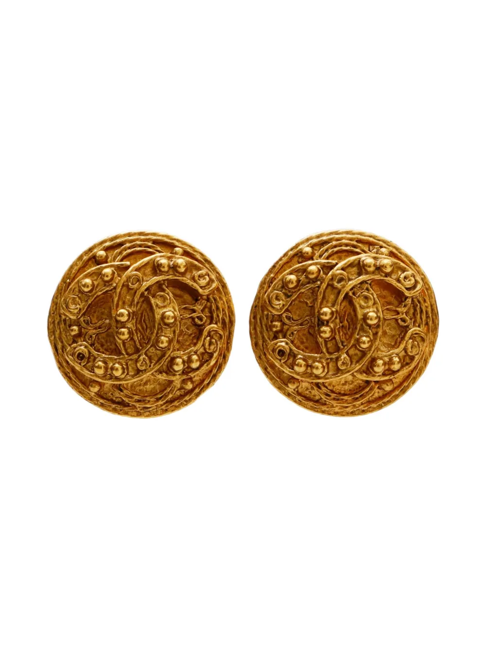Pre-owned Chanel 1994 Cc Mark Clip-on Earrings In Gold