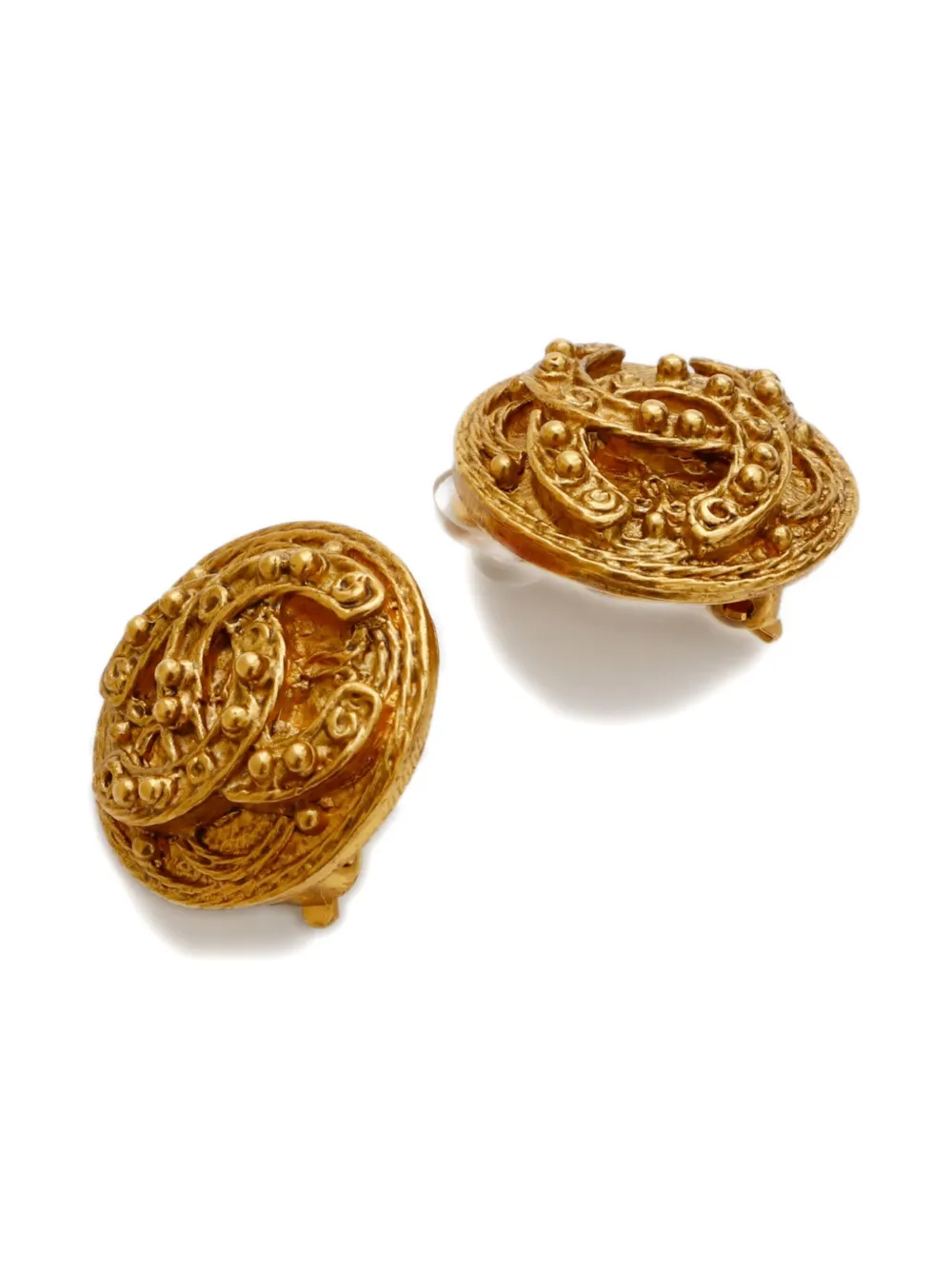 Pre-owned Chanel 1994 Cc Mark Clip-on Earrings In Gold