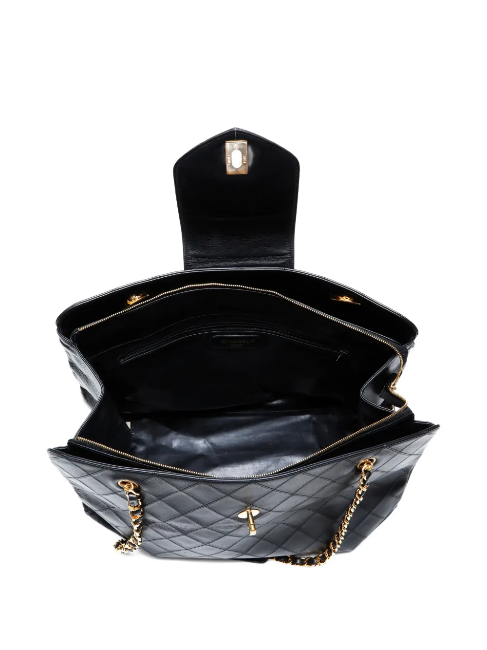 Pre-owned Chanel 1989-1991 Jumbo Supermodel Quilted Chain Shoulder Bag In Black