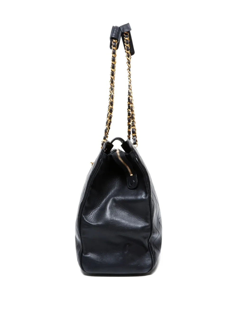 Pre-owned Chanel 1989-1991 Jumbo Supermodel Quilted Chain Shoulder Bag In Black
