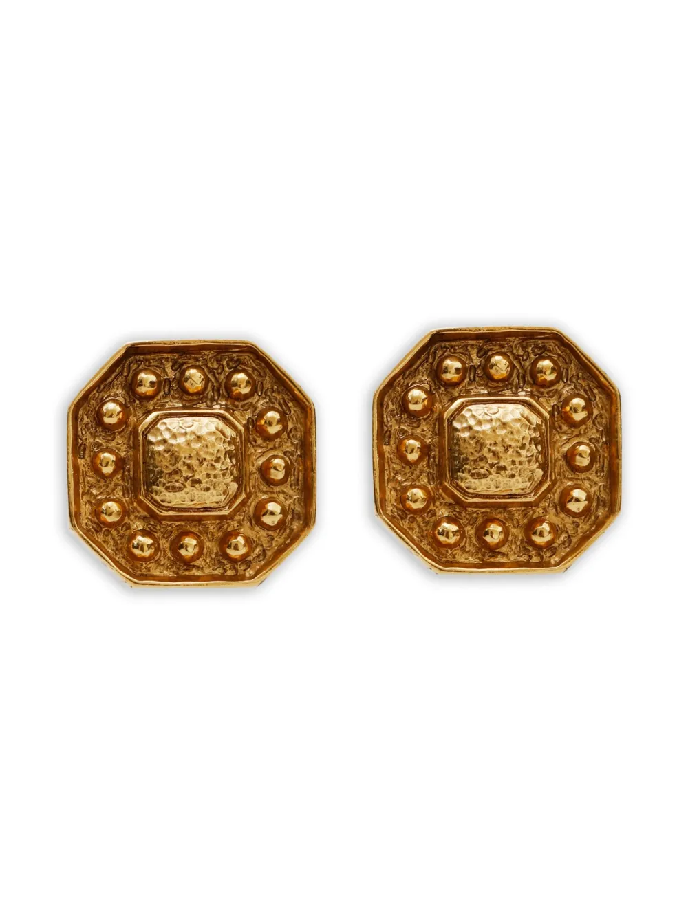 Saint Laurent Pre-Owned 1980-2000s gold-plated octagonal clip-on earrings | Gold | Image 1