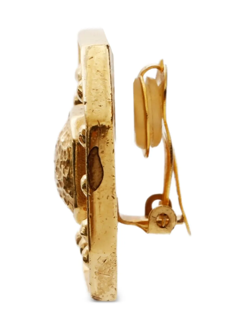 Saint Laurent Pre-Owned 1980-2000s gold-plated octagonal clip-on earrings | Image 2