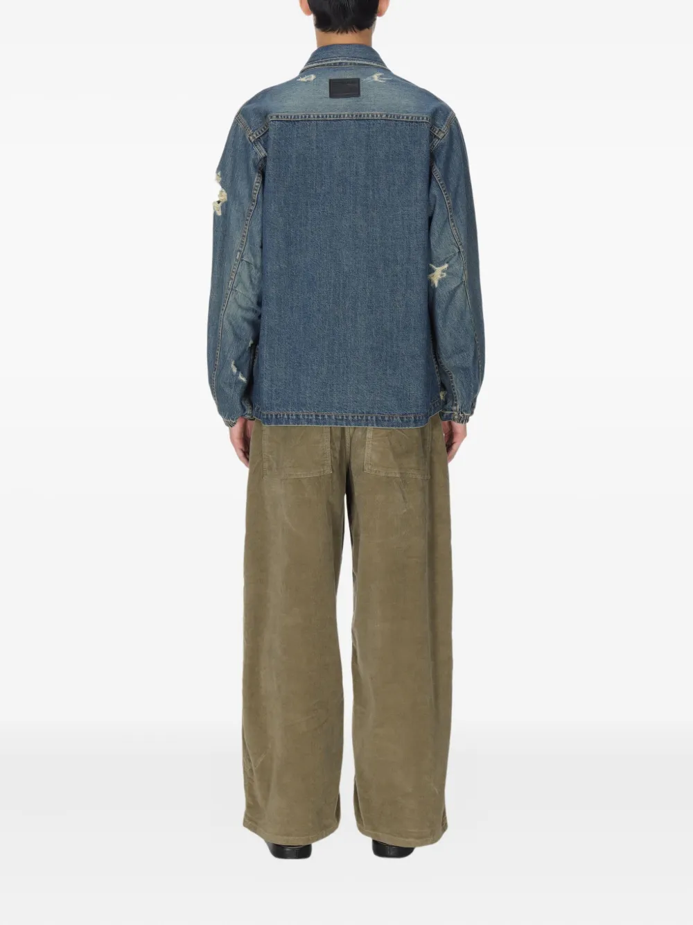 Helmut Lang Distressed Denim Jacket In Blue