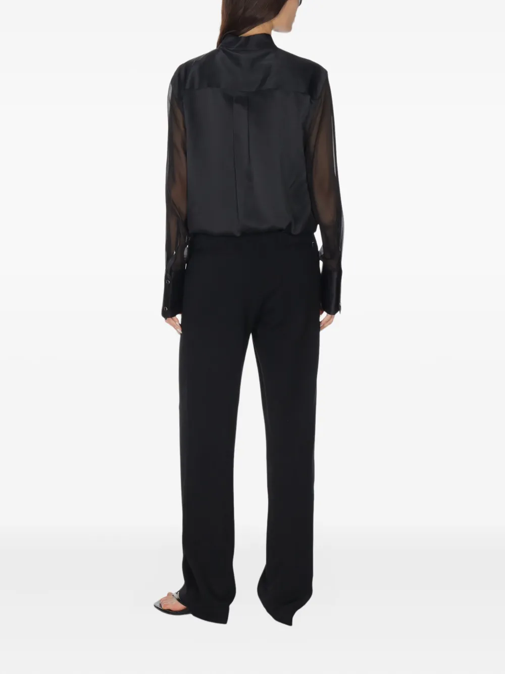 Helmut Lang Zijden blouse met doorzichtige vlakken Zwart