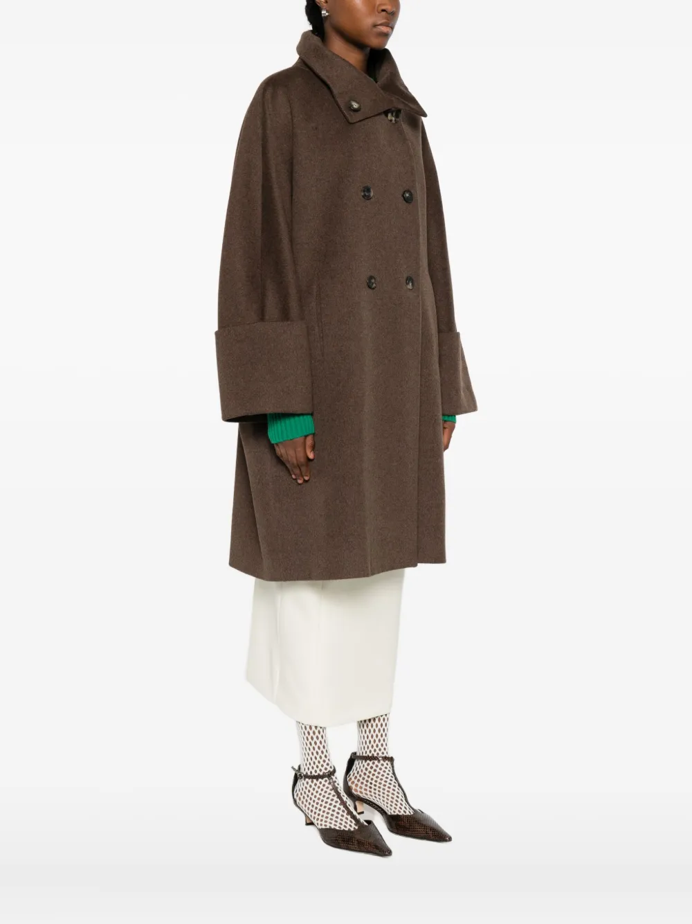 Alberto Biani Double-breasted Coat In Brown