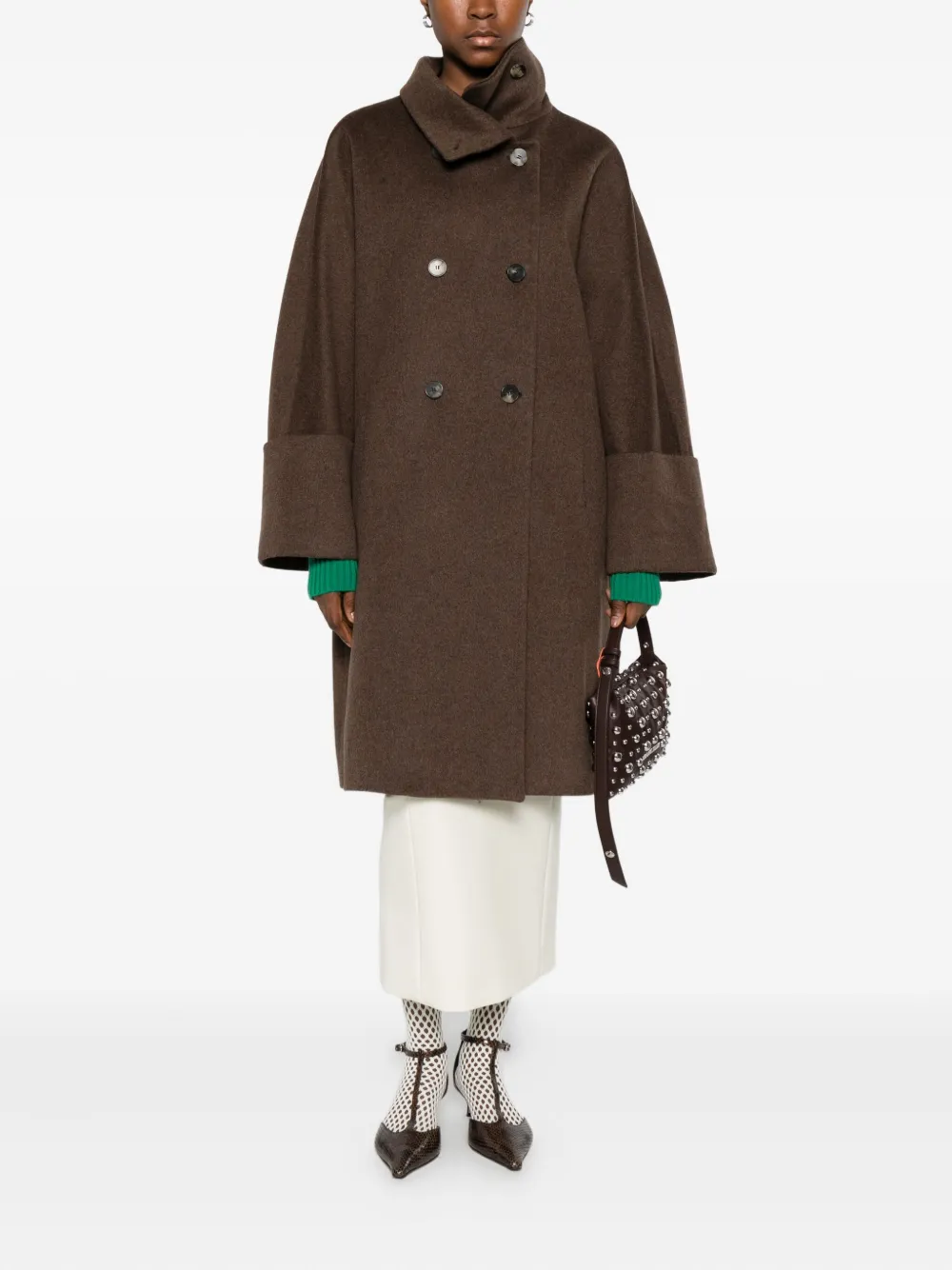 Alberto Biani Double-breasted Coat In Brown