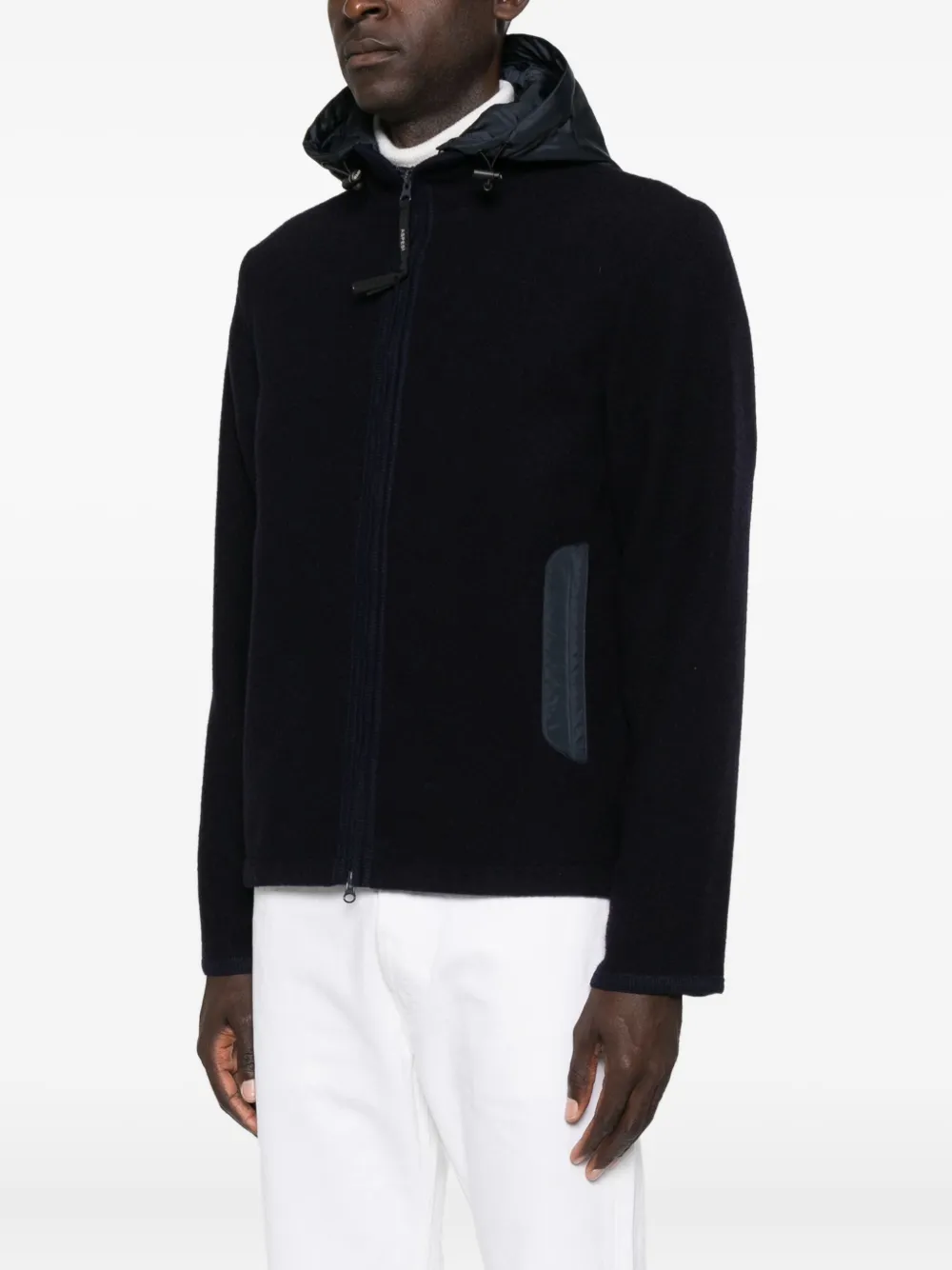 Aspesi Wool Hooded Jacket In Blue