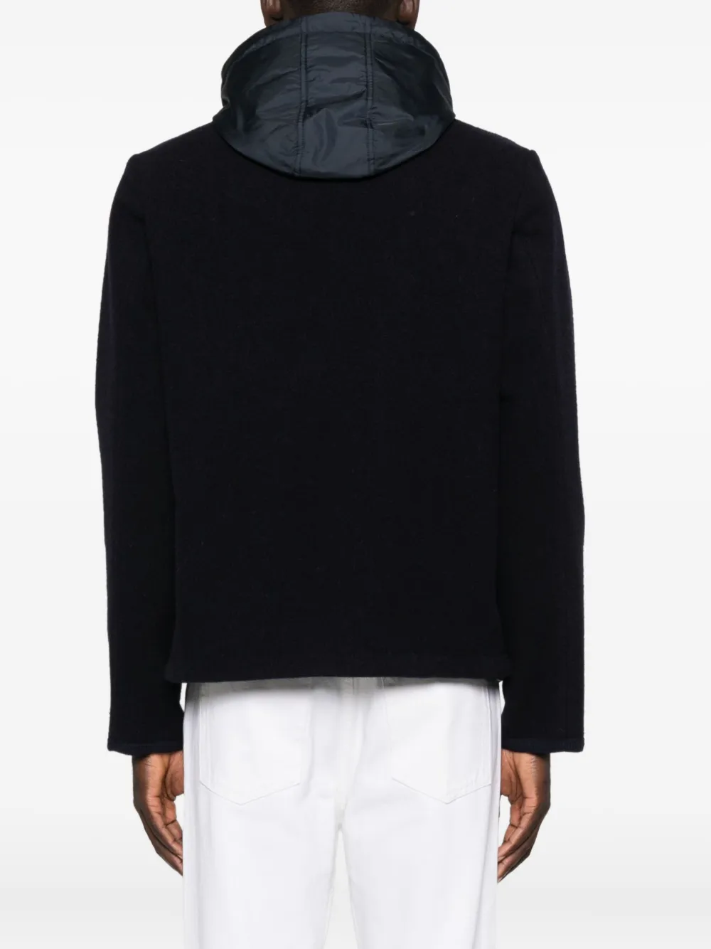 Aspesi Wool Hooded Jacket In Blue