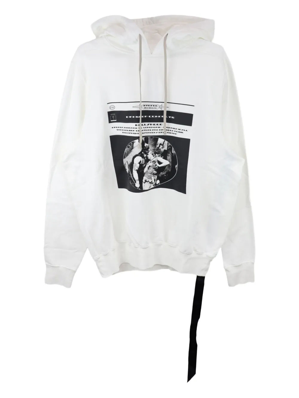 Rick Owens Drkshdw Drawstring Graphic-print Hoodie In White