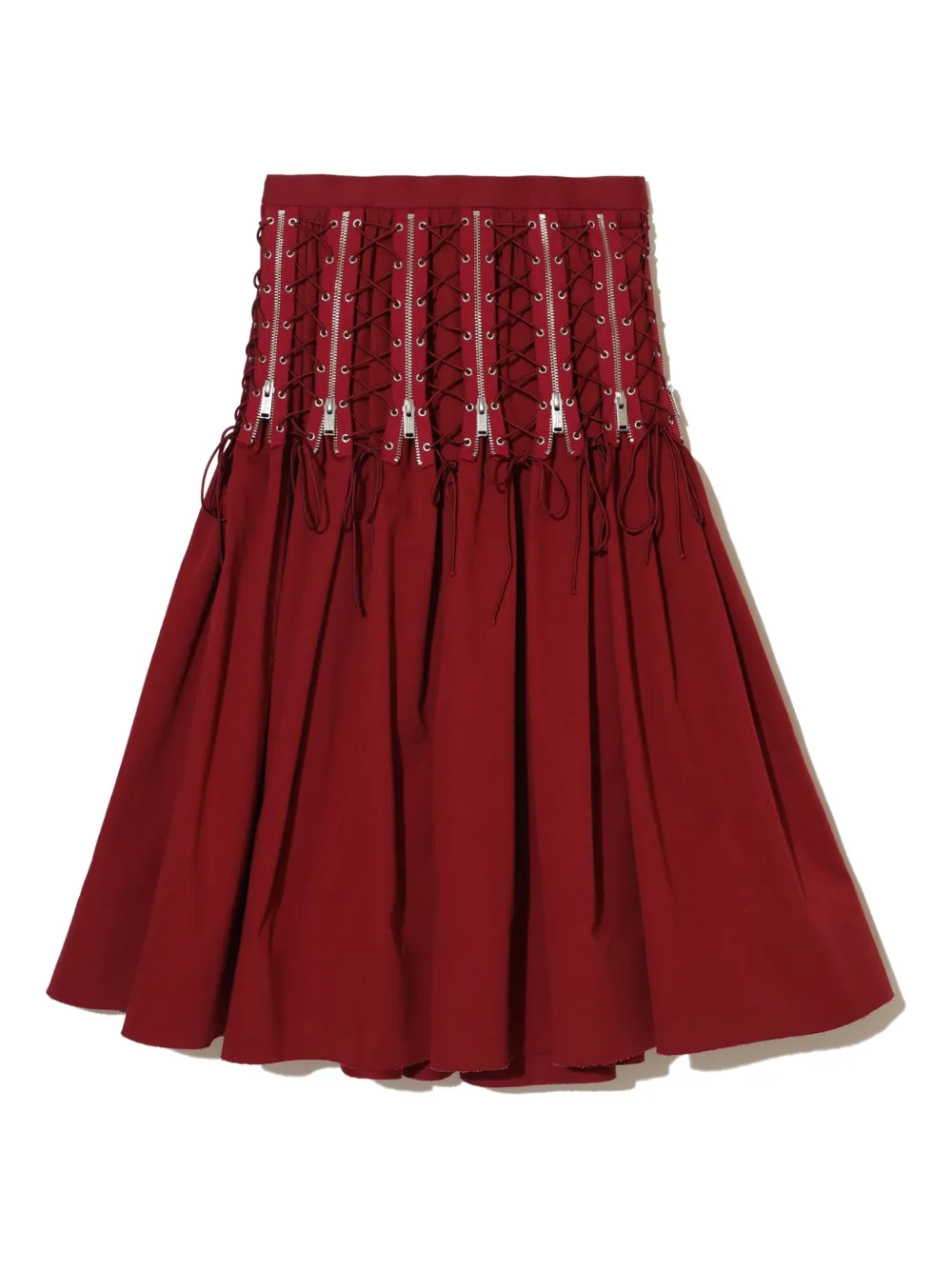 Undercover High-waisted Pleated Skirt In Red