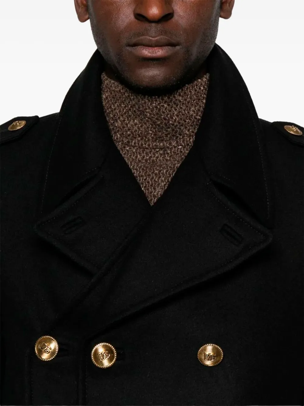 Dolce & Gabbana Mantel met dubbele rij knopen Zwart