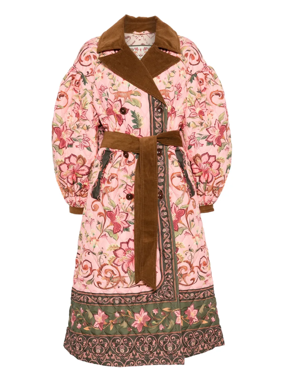 Barbour floral quilted belted double-breasted coat | Pink | Image 1