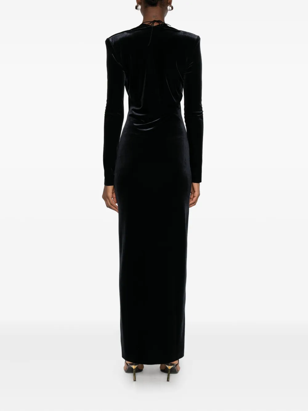 Amazuìn Fluwelen maxi-jurk met diepe hals Zwart