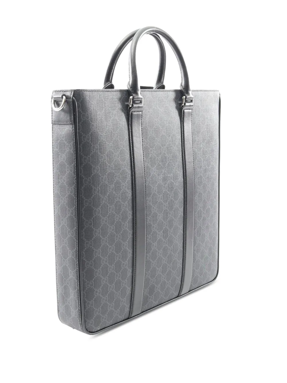 Pre-owned Gucci 2016-2025 Large Gg Supreme Web Tote Satchel In Black
