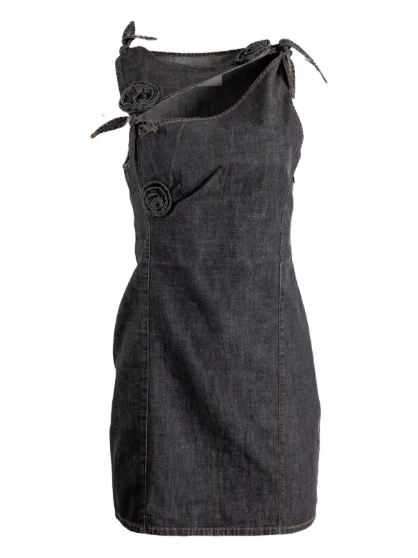 Coperni Floral-appliqué Tie Dress in Grey