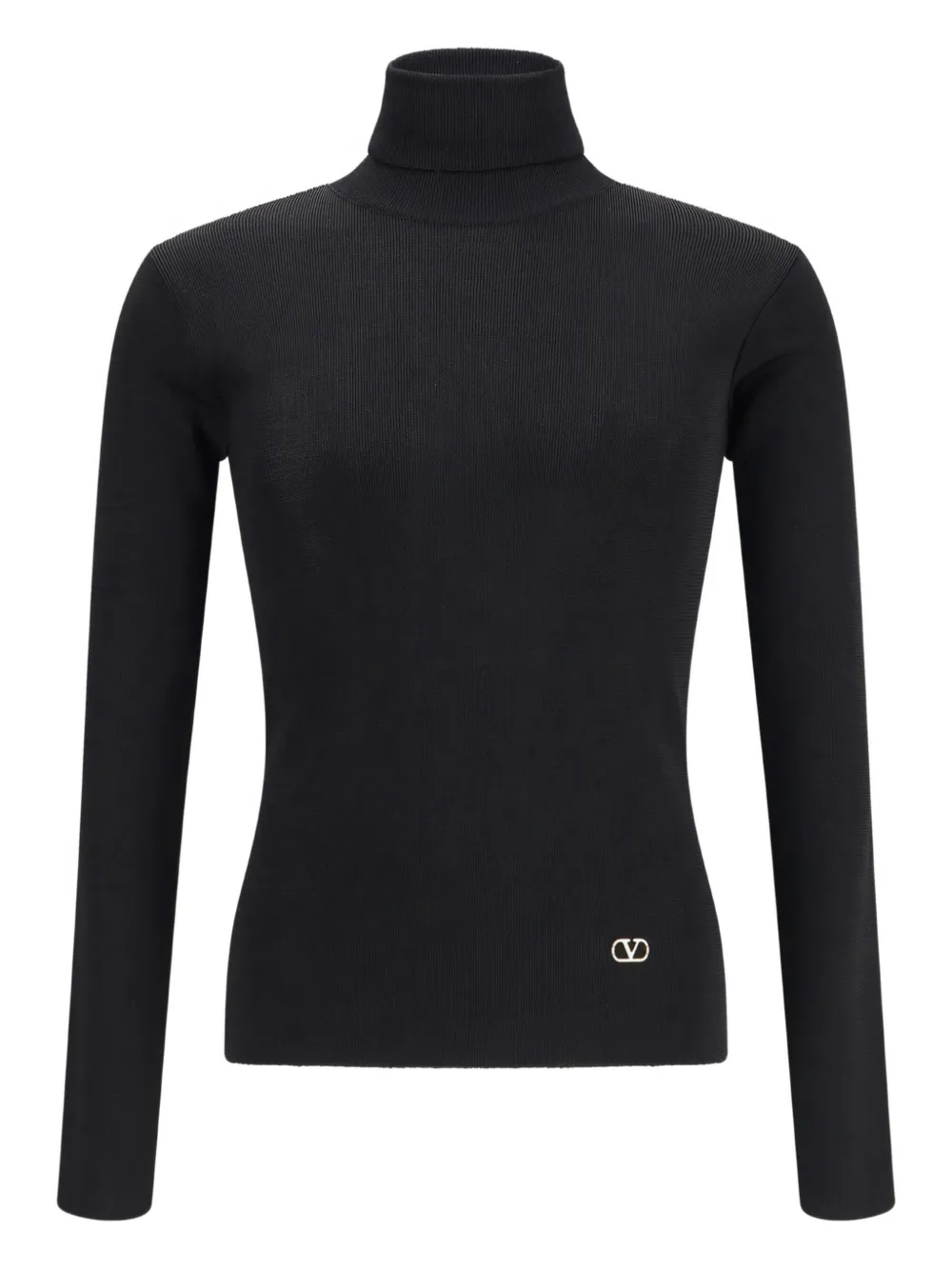 Valentino Turtleneck Long-sleeve Knit Sweater In Black