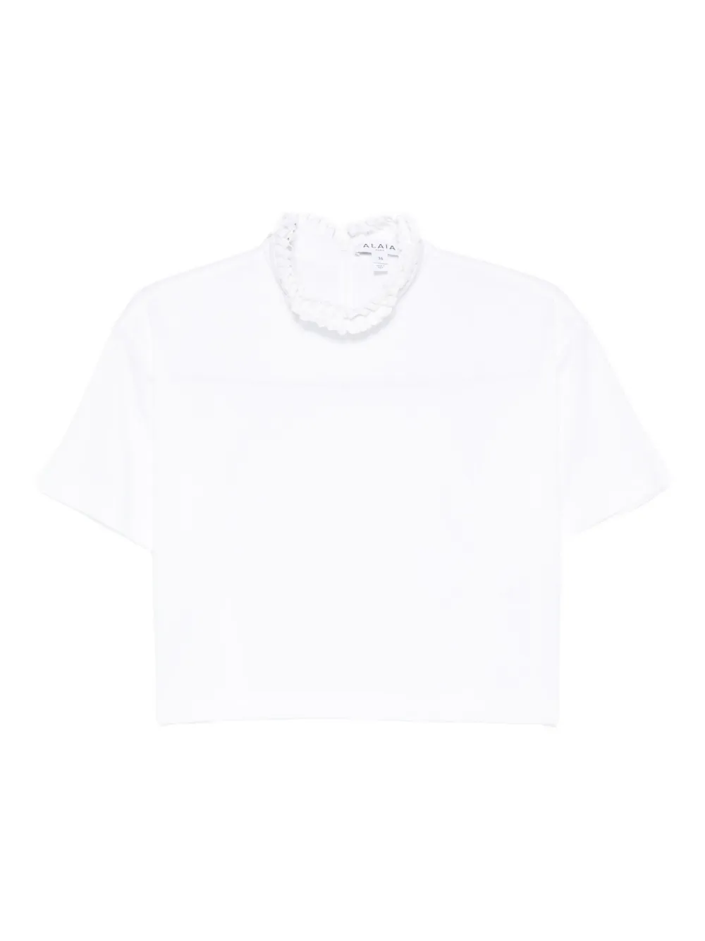 Alaïa ruffled-neck crop T-shirt | White | Image 1